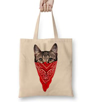 Gangster Cat Kedi Bez Çanta Uzun Saplı