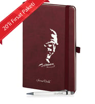 Kişiye Özel UV Baskılı 20'li Öğretmenler Günü Temalı Atatürk Siluletli   Defter & Beyaz  Kalem  Seti