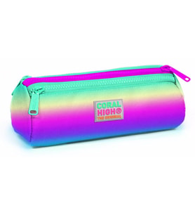 Coral High Pembe-Yeşil-Mor Üç Bölmeli Kalem Çantası -Kız Çocuk