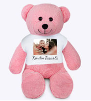 80 cm Kendin Tasarla Tişörtlü Pelüş Ayıcık (%100 Yerli) (Pembe)