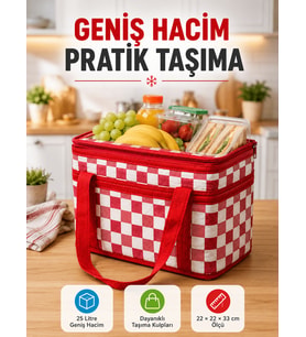 Isı Yalıtımlı Termos Piknik Çantası Geniş Hacimli Soğuk ve Sıcak Taşıma Çantası
