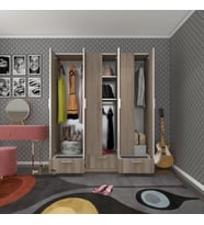 Kenzlife gardırop 6 kapılı 3 çekmeceli açelya150 crd kapaklı gardolap dolap (Karışık)
