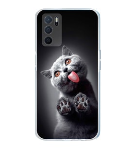 PrintiFy Oppo A16  ile Uyumlu 1mm Slim Fit Kedi 2 050c Baskılı Şeffaf  Kılıf