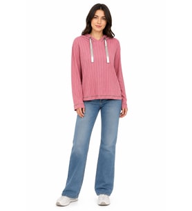 Kadın Kapüşonlu Regular Kalıp Triko Sweatshirt