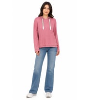 Kadın Kapüşonlu Regular Kalıp Triko Sweatshirt