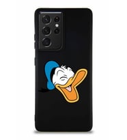 Samsung Galaxy S21 Ultra Soft Premier Kapak Donald Duck-E Tasarımlı Silikon Kılıf - Siyah (Şeffaf)