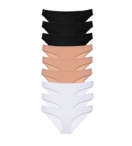9 adet Süper Eko Set Likralı Kadın Slip Külot Siyah Ten Beyaz