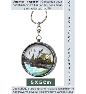 Özel Model Dekoratif Hediyelik Koleksiyon Çok Şık İstanbul Temalı Cep Küllüğü Anahtarlık 5 X 5 Cm