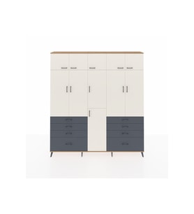 Arges Dolap 8 Raflı 8 Çekmeceli 3 Askılı 220x30x243 Çam-Aytaşı/Antrasit
