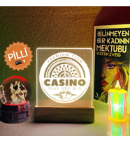Casino Şans Oyunları Konsept 1 Tasarımlı 3d led Işıklı Lamba 3d Gece Lambası 