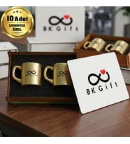 Logonuza Özel 10 Adet Kutulu Gold Renk Kahve Fincanı Seti – Kutulu Seramik Fincan Kurumsal Hediye Seti