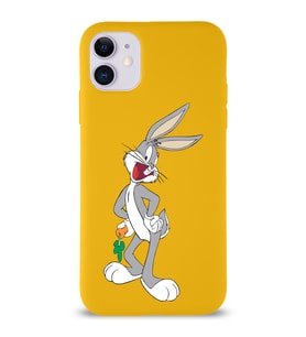 Apple iPhone 11 Uyumlu Lansman Kılıf Bugs Bunny Tasarımlı Altı Kapalı İçi Kadife Kaplı  Kapak (Şeffaf)