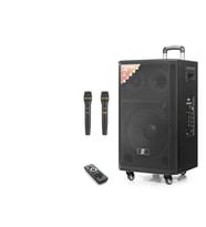 Çift Karaoke Mikrofonlu Bluetooth Hoparlör Fm Radyo 120W 12 İnç Kumandalı Ahşap NDR412