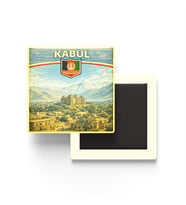 Retro Afganistan Kabil Şehri Temalı Vintage Buzdolap Magneti – 9x9 cm