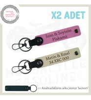 Tarz Sahibi Sürücülere Klas Hediyeler, İsim Ve Plaka Yazılı x2 Hediye Anahtarlık, Pembe-S Kahve-Laci