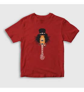 Presmono Unisex Çocuk Kırmızı Guitar Guns N' Roses Slash T-Shirt 39919tt