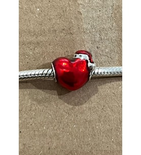 Fubena Kırmızı Noel Şapkalı Kalp Charm
