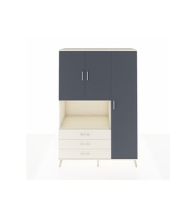 Hyperion Dolap 7 Raflı 3 Çekmeceli 3 Kapaklı 132x44x195 Aytaşı-Antrasit/Aytaşı