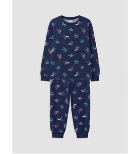 LCW Kids Lacivert Baskılı Erkek Çocuk Pijama Takımı