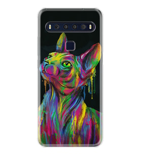 TCL 10L 10 Plus 10SE 20E 20SE 30SE L7 Kılıf Desemli Silikon Color Cat 1754