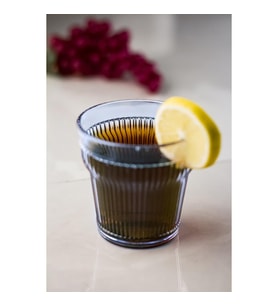 Akrilik Lacivert Tekli Kısa Bardak & Su Meşrubat Kahve Yanı Bardağı 300 ml ( Cam Değildir )