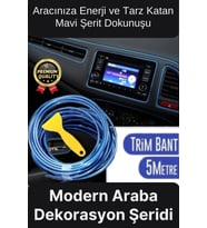 Premium Dekoratif Modern Canlı Görünüm Araç İçi Torpido Kapı Döşeme Fitili 5 Metre Mavi Trim Şeridi