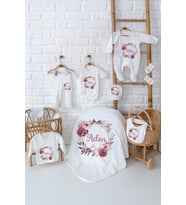 Pia Baby Premium %100 Pamuk 10 Parça İsme Özel Erkek Bebek Hediyesi Hastane Çıkışı Seti 5008-01 (Krem)