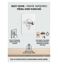 Şeffaf Duvara Monte Vida Kancaları Iz Bırakmayan Asma Çivi Kancaları 4 Adet