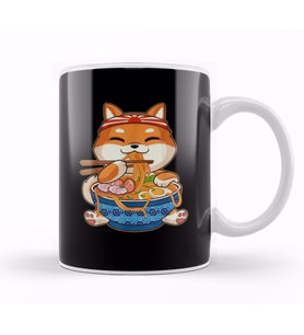 Kawaii Cute Anime Shiba Inu Dog Otaku Japanese Ramen Noodles Kupa Bardak Porselen