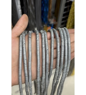 Hematit Taşı Dalgalı Rondela Kesim Mat Açık Gri 6x1mm Doğal Taş Dizi
