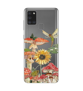 Samsung Galaxy A21S Uyumlu Mantar Tasarımlı Şeffaf Telefon Kılıfı