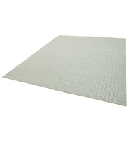 Dokulu Yüzeyli Mavi Ekru Geometrik Desenli El Dokuma Salon Kilimi Modern Stil Mutfak