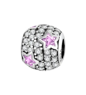 Işıltılı Pembe Yıldızlar Charm  925 Ayar Gümüş
