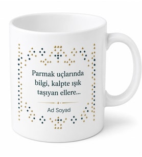 İsimli Braille Alfabesi Desenli Eğitimci Kupası Özel Tasarım Hediye Bardak