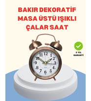 Northcity Metal Bronz Nostaljik Masa Saati Alarmlı Büyük Boy Sessiz Mekanizmalı - Klasik Vintage Tasarım