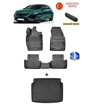 Rizline Peugeot 308 2022 Sonrası Uyumlu 3D Havuzlu Paspas ve Sabit Zemin Bagaj Havuzu Seti ASMA KOKU VE NUMARATÖR HEDİYELİ