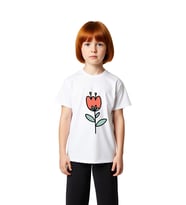 Kalp Şeklinde Çiçek - Tulip Motifi Baskılı Çocuk Tişört