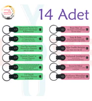 F Yeşili & Pembe, Dans Atölyesi Katılımcılarına Anı, 14’lü Set, Kişiselleştirilebilir Anahtarlık