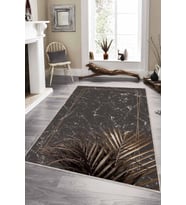 Kahverengi Modern Klasik Kaymaz Tabanlı Dekoratif Halı RV187 - 100 x 160 cm