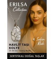 Sertifikalı Gümüş Tel Sargılı Doğal Havlit Taşı Kolye – 25-30 mm Huzur ve Bilgelik Taşı (Çok Renkli)