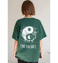 Unisex Yin & Yang Baskılı T-shirt (Yeşil)