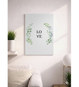 LOVE YAZILI SADE VE ŞIK YAPRAK TASARIMLI MDF TABLO (27X18)