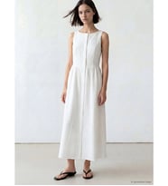 LCW Comfort Beyaz Bisiklet Yaka Belden Oturtmalı Elbise