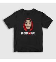 Presmono Unisex Çocuk Siyah Mask La Casa De Papel T-Shirt 197559tt