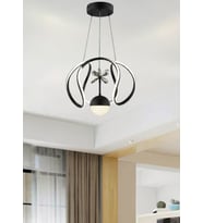Helix Modern Led Avize - 3 Renk Işıklı Salon, Mutfak, Uyumlu Led Avize (Siyah)