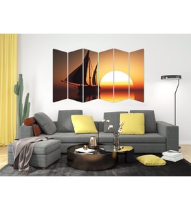GEMİ YELKENLİ GÜN BATIMI DENİZ MDF TABLO-1340 MODEL-B