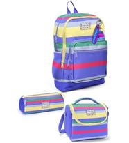 Kids Milka Gri Sarı Çizgi Desenli 3’lü Okul Çanta Seti SET0133202