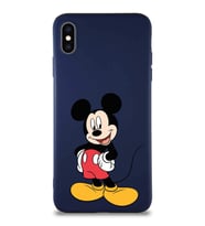 Apple iPhone XS Max Soft Premier Kapak Mickey Mouse-E Tasarımlı Silikon Kılıf - Lacivert (Şeffaf)