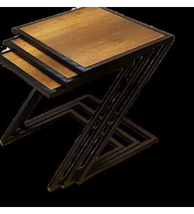 Zigon ZLF 14093 Z Model Metal Transmisyon Siyah fırın boya MDF Ceviz tabla El Yap (Kahverengi)