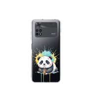 Poco M4 Pro ile Uyumlu Splash Panda Tasarımlı Şeffaf Silikon Kılıf